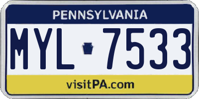 PA license plate MYL7533
