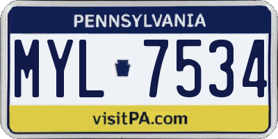 PA license plate MYL7534