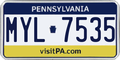 PA license plate MYL7535