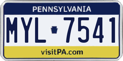 PA license plate MYL7541