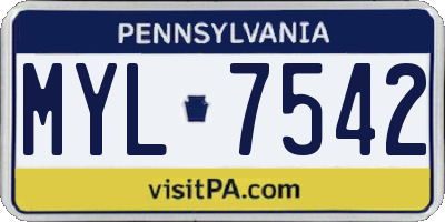 PA license plate MYL7542