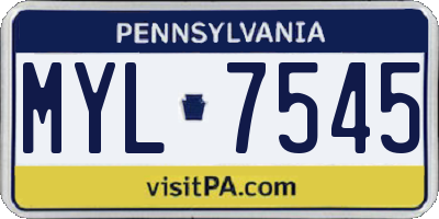 PA license plate MYL7545