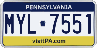 PA license plate MYL7551