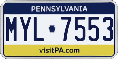 PA license plate MYL7553