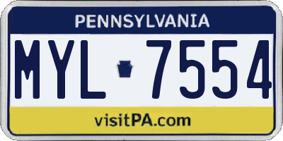 PA license plate MYL7554