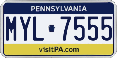 PA license plate MYL7555