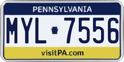 PA license plate MYL7556