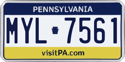 PA license plate MYL7561