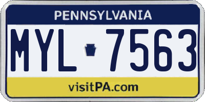 PA license plate MYL7563