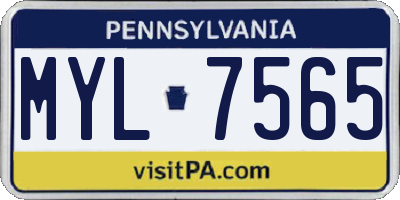 PA license plate MYL7565