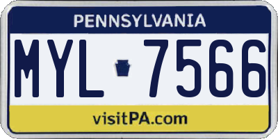 PA license plate MYL7566