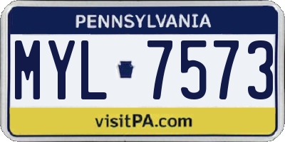 PA license plate MYL7573