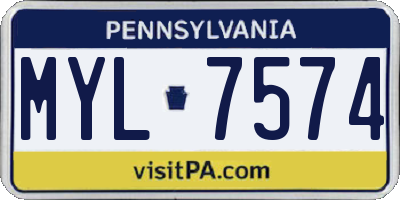PA license plate MYL7574