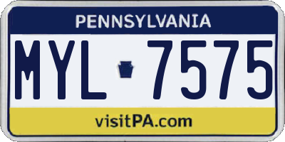PA license plate MYL7575