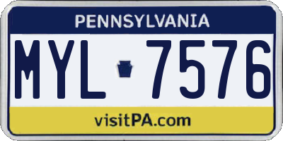 PA license plate MYL7576