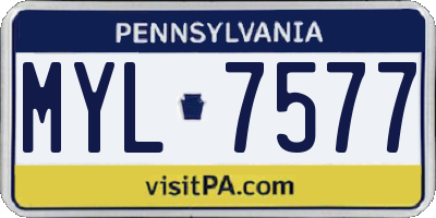 PA license plate MYL7577