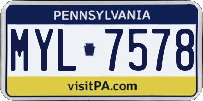 PA license plate MYL7578
