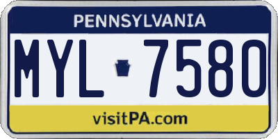 PA license plate MYL7580