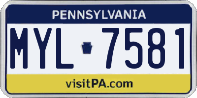 PA license plate MYL7581
