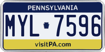 PA license plate MYL7596