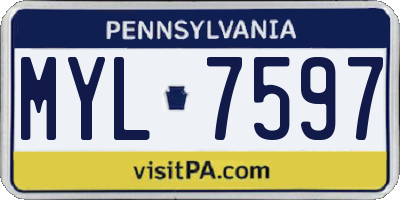 PA license plate MYL7597
