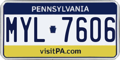 PA license plate MYL7606