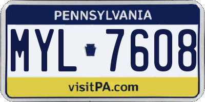 PA license plate MYL7608