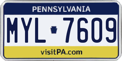 PA license plate MYL7609