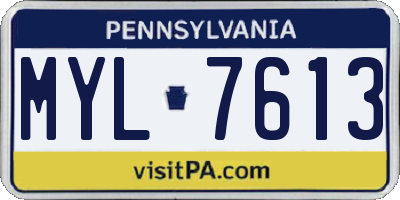PA license plate MYL7613