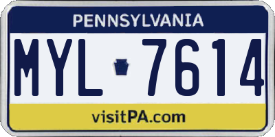PA license plate MYL7614
