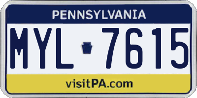 PA license plate MYL7615