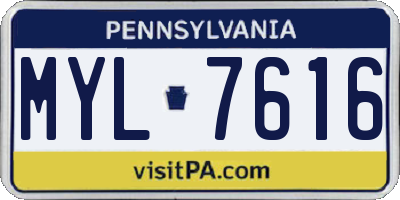 PA license plate MYL7616
