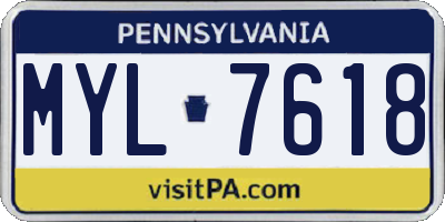 PA license plate MYL7618