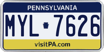 PA license plate MYL7626