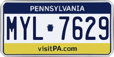 PA license plate MYL7629