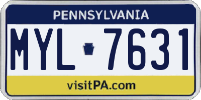 PA license plate MYL7631