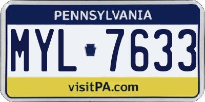 PA license plate MYL7633