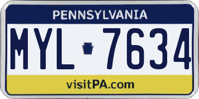 PA license plate MYL7634