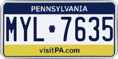 PA license plate MYL7635
