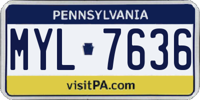 PA license plate MYL7636