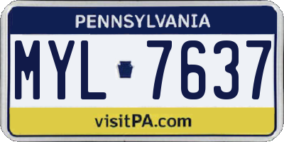 PA license plate MYL7637