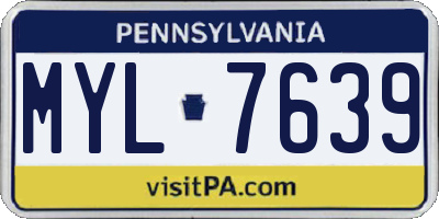PA license plate MYL7639