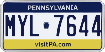 PA license plate MYL7644