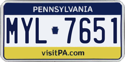 PA license plate MYL7651
