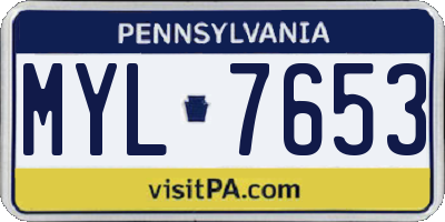 PA license plate MYL7653