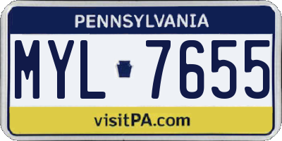 PA license plate MYL7655