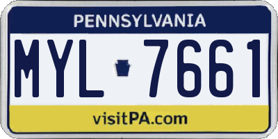 PA license plate MYL7661