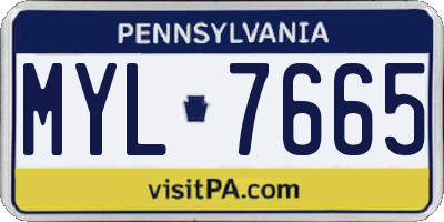 PA license plate MYL7665