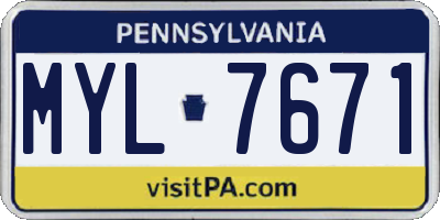 PA license plate MYL7671