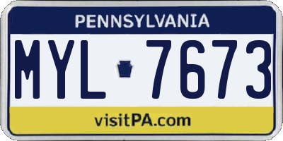 PA license plate MYL7673